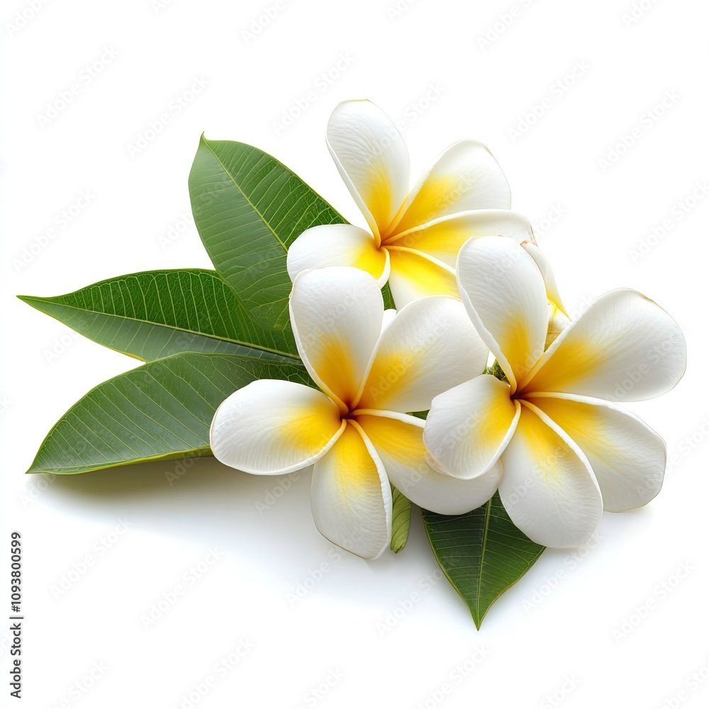 Fototapeta premium Plumeria flower isolated on white background , ai