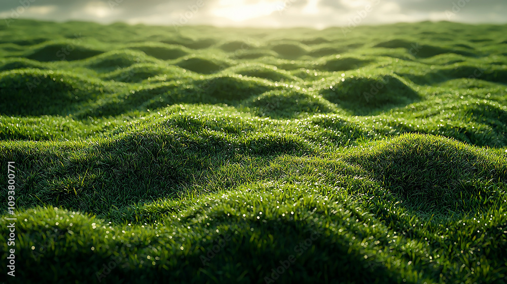 Field of Green Grass Sprouting Across Barren Landscape, Representing Regrowth and Recovery Field of Green Grass Sprouting Across Barren Landscape, Representing Regrowth and Recovery