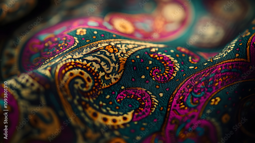 A vibrant paisley pattern in rich jewel tones of emerald sapphire and ruby. A vibrant paisley pattern in rich jewel tones of emerald sapphire and ruby.