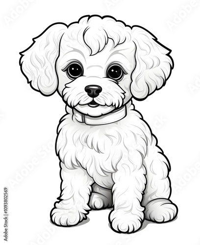 Adorable Bichon Frise Coloring Page for Kids