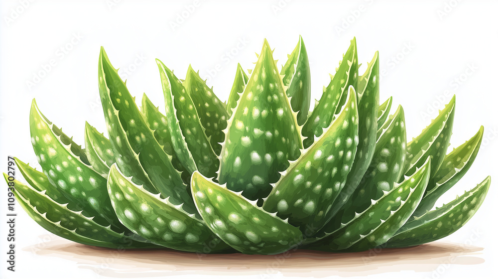 Obraz premium digital water colour of aloe vera plant