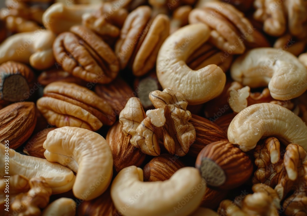 Assorted mixed nuts including almonds, cashews, walnuts, and pecans on a wooden surface. Healthy snack and nutrition concept. Assorted mixed nuts including almonds, cashews, walnuts, and pecans on a wooden surface. Healthy snack and nutrition concept.