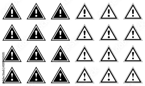 様々なパターンの注意風マークのベクターイラストセット