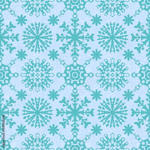 Christmas ice scribble seamless snowflakes pattern for wrapping paper and fabric