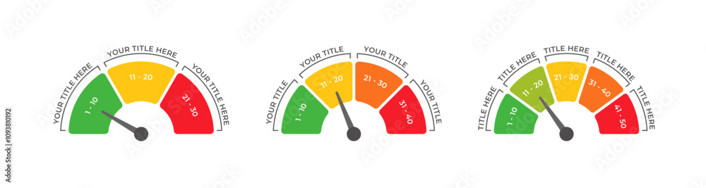Diagram Scale Meter or Rating Meter from 3 to 5 Options with Editable Text for Business Presentation, Poster, Banner and Booklet. Diagram Scale Meter or Rating Meter from 3 to 5 Options with Editable Text for Business Presentation, Poster, Banner and Booklet.