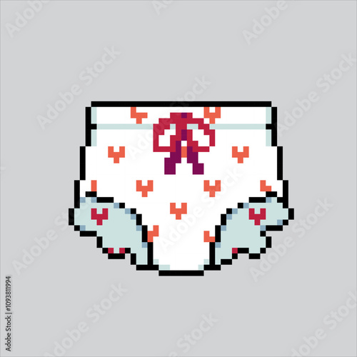 Pixel art illustration Baby Diapers. Pixelated Diapers Pants. Baby Diapers Pants Icon pixelated for the pixel art game and icon for website and video game. old school retro.