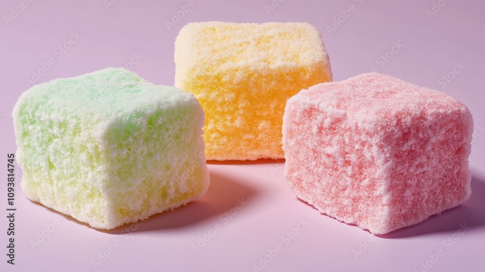 Soft and Colorful Sponges in Pastel Shades Arranged on a Gentle Pink Background, Perfect for Cleaning, Bathing, or Household Tasks Soft and Colorful Sponges in Pastel Shades Arranged on a Gentle Pink Background, Perfect for Cleaning, Bathing, or Household Tasks