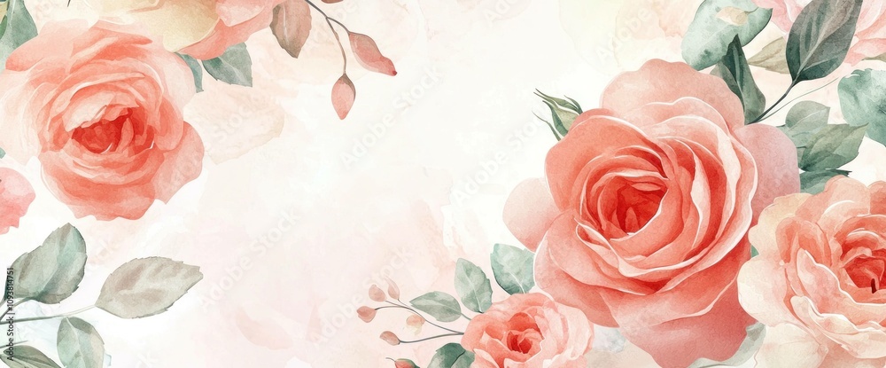 custom made wallpaper toronto digitalBeautiful soft pink roses with delicate green leaves on a light pastel background, creating an elegant floral design for various creative projects.