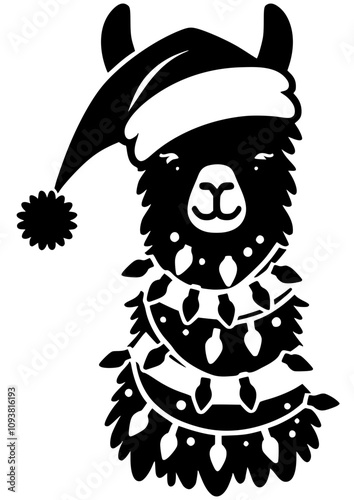 Christmas Llama SVG Vector Silhouette 