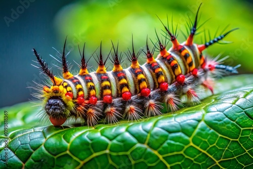 Captivating Macro Shot of a Dryandra Moth Caterpillar Highlighting Its Intricate Details and Natural Habitat for Nature Lovers and Educational Purposes photo