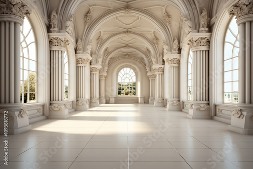 hall with columns in the Empire style.,. 