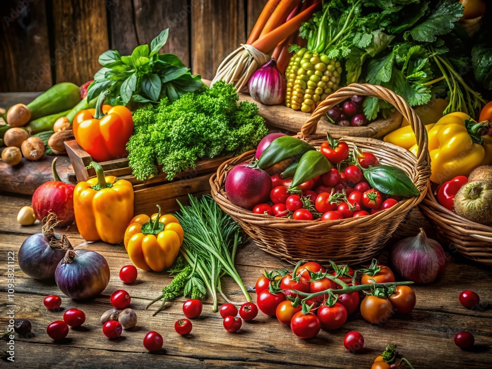 Captivating Organic Corner Design Featuring Fresh Produce and Natural Elements for a Wholesome Culinary Experience