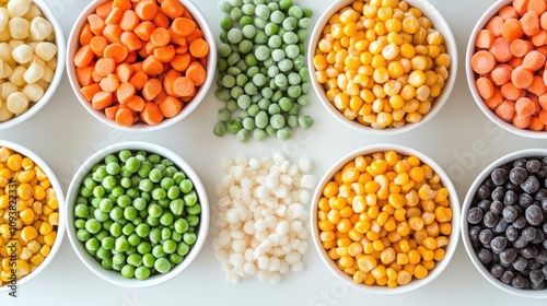 Vibrant Display of Colorful Vegetables and Legumes in Bowls Perfect for Healthy Eating Concepts, Nutrition, Meal Prep, and Culinary Inspiration