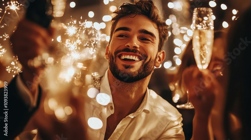 Close-up of a man on New Year's Eve