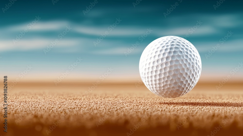 Golf ball mid-air, dynamic motion blur, golf course background Golf ball mid-air, dynamic motion blur, golf course background