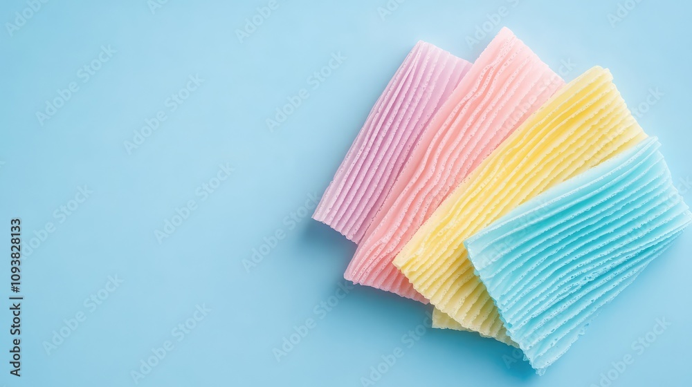 Soft and Colorful Wavy Textures on a Light Blue Background for Creative Design and Aesthetic Projects in Pastel Hues, Ideal for Modern Art and Fashion Soft and Colorful Wavy Textures on a Light Blue Background for Creative Design and Aesthetic Projects in Pastel Hues, Ideal for Modern Art and Fashion
