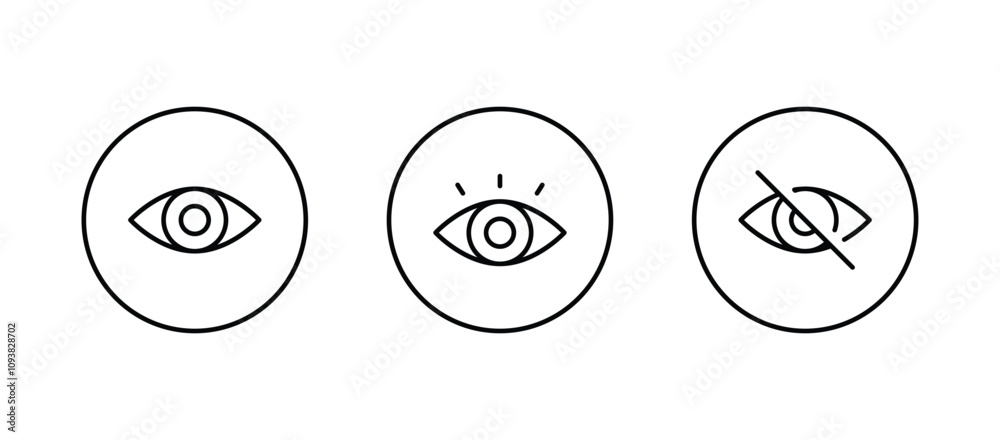 Eye icon set. Open eyes icon vector	