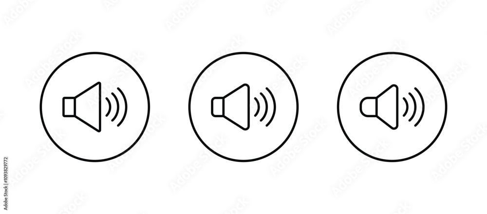Speaker icon set. volume icon vector. Sound icon, volume symbol, speaker sign, audio control icon Speaker icon set. volume icon vector. Sound icon, volume symbol, speaker sign, audio control icon