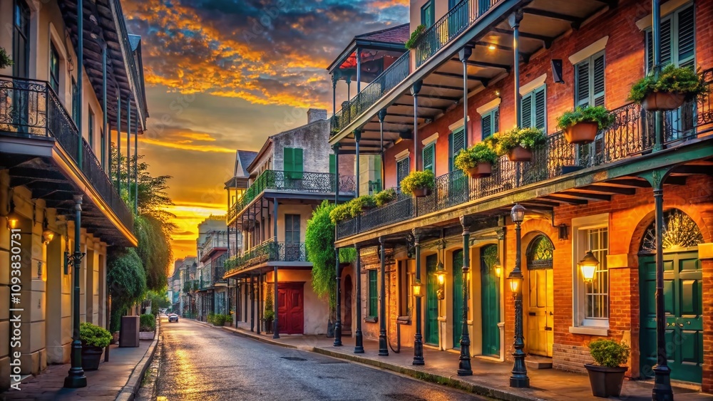 Fototapeta premium Captivating View of Pirates Alley in the French Quarter, New Orleans, Showcasing Historic Architecture and Vibrant Atmosphere with Ample Copy Space for Creative Use