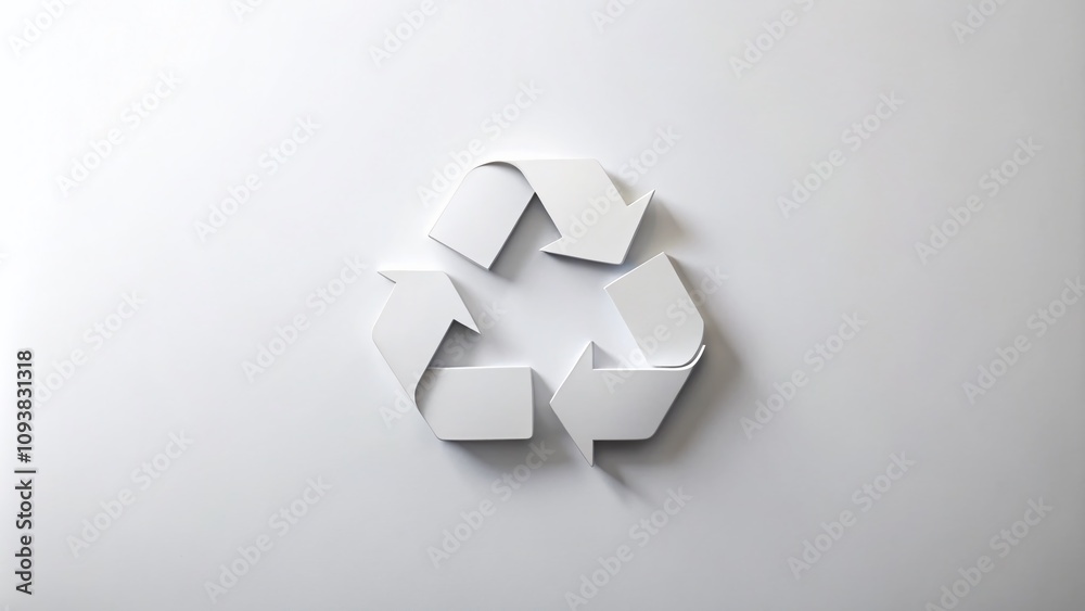 Captivating White Recycling Symbol on a Pristine White Background for Eco-Friendly Product Photography