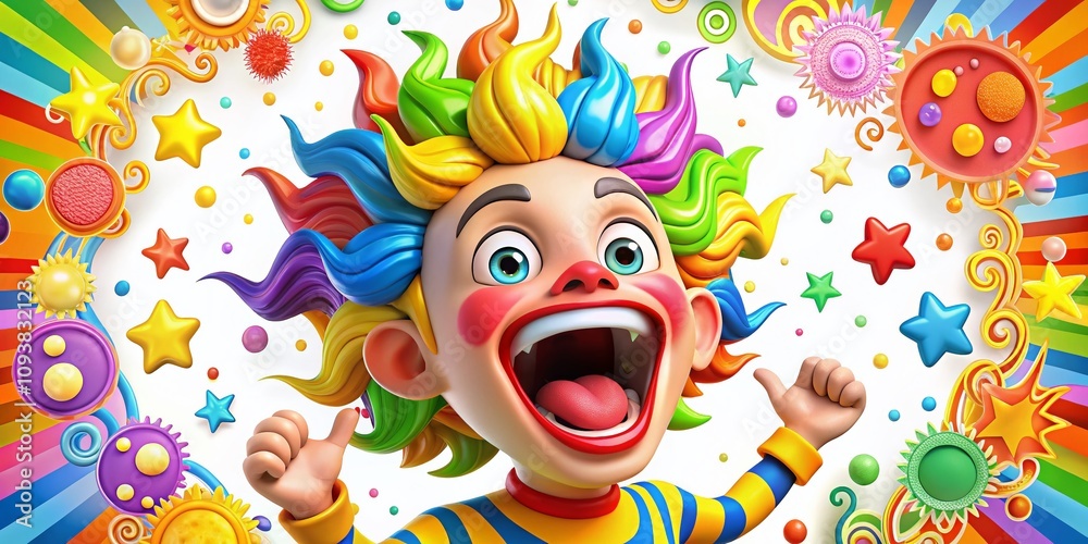 Naklejka premium Cartoon Character Shouting on a White Background, Expressing Emotion and Energy in a Fun, Vibrant Style, Perfect for Illustrating Excitement and Enthusiasm in Various Contexts