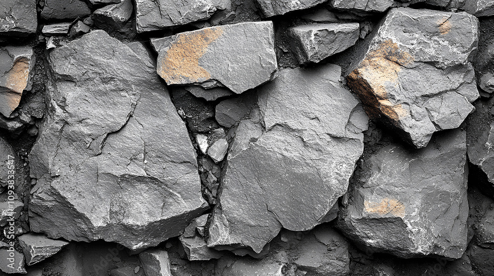Fototapeta premium Black and White Composition of Ground Rocks