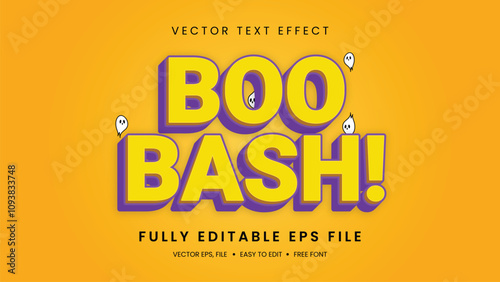 Boo Bash text effect  editable text style with ghost on yellow background