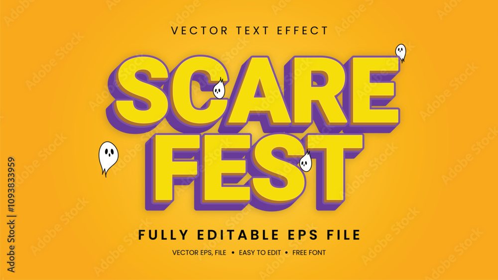 Scare Fest text effect editable text style with ghost on yellow background Scare Fest text effect editable text style with ghost on yellow background