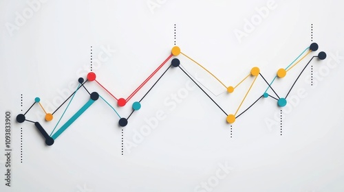 Colorful Abstract Data Visualization with Line Graphs Representing Fluctuations and Trends in Business Metrics or Financial Performance