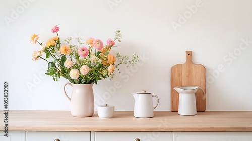 Serene Scandinavian Inspired Kitchen with Natural Oak and Soft Cream Tones