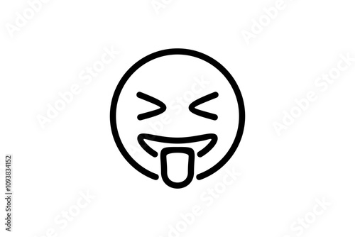 Stuck out tongue with closed eyes face emoji. Line art emoticon vector icon