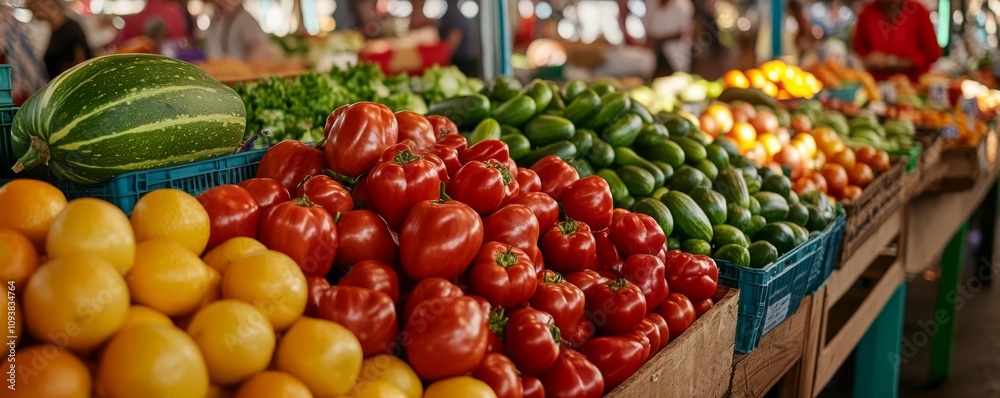 A bustling farmer s market under moderate sunlight, colors of produce enhanced without harsh highlights, market sunlight, vivid community life A bustling farmer s market under moderate sunlight, colors of produce enhanced without harsh highlights, market sunlight, vivid community life