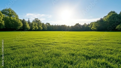 A calm meadow bathed in soft natural sunlight, shadows gently blending into the greenery, meadow sunlight, peaceful natural escape