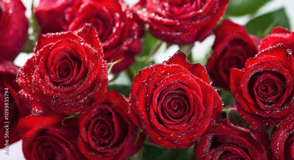 Obraz premium Dew-Kissed Red Roses Bouquet