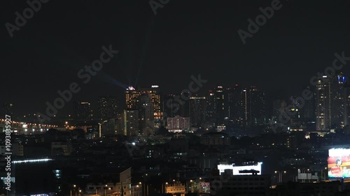 Wallpaper Mural Blurred video background of fireworks or fireworks arranged according to the event or New Year festival, various Christmas events, let tourists watch the beauty of light and sound at night. Torontodigital.ca