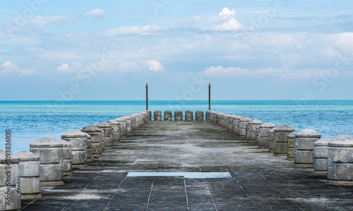 Stone grey jetty pierce in malaysia penang sea blue water