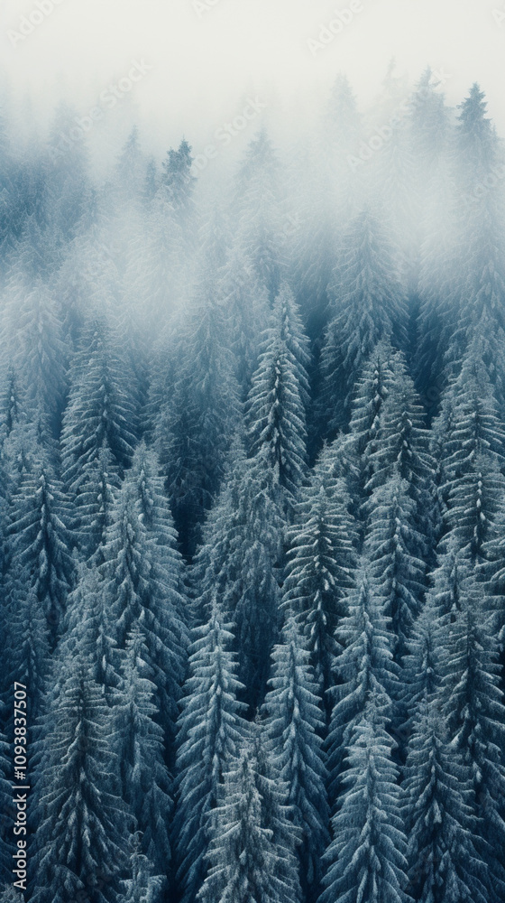 Obraz premium snowy spruce forest, landscape photography, snow aesthetics,. 