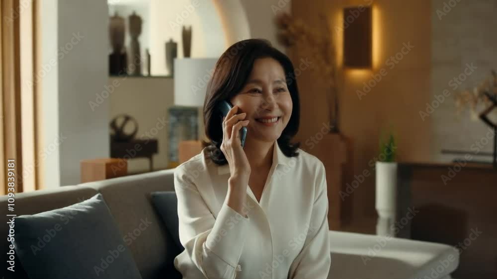 middle aged woman talking on the phone
