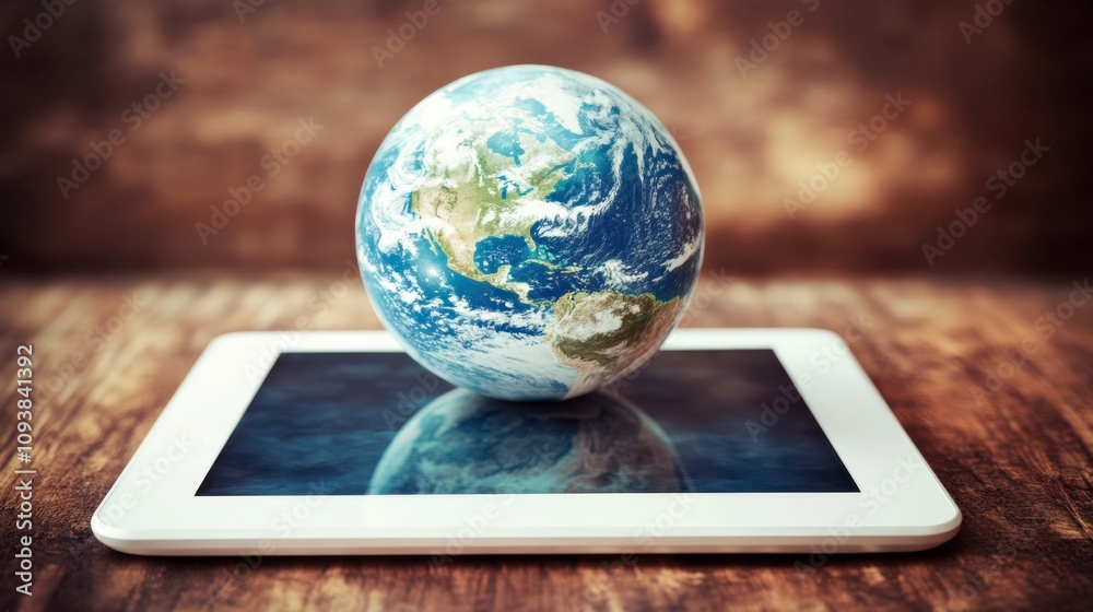 Globe on Tablet in Modern Technology Concept Globe on Tablet in Modern Technology Concept
