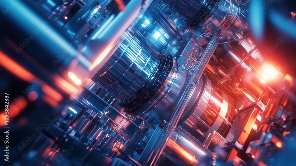 Fototapeta premium Futuristic Industrial Machinery System Complex Design