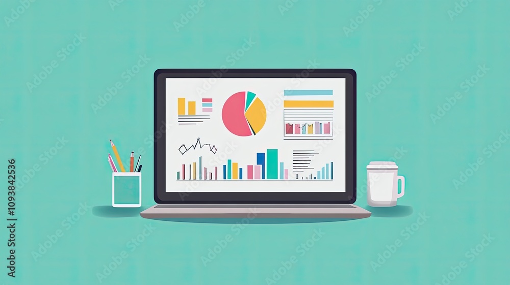 business presentation flat design front view marketing theme animation pastel business presentation flat design front view marketing theme animation pastel