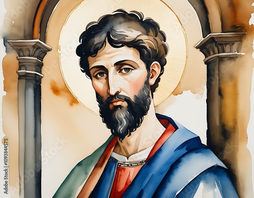 Watercolour Painting of Saint Timothy. Timothy or Timothy of Ephesus , meaning 