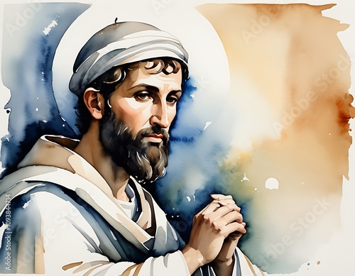 Watercolour Painting of Saint Timothy. Timothy or Timothy of Ephesus , meaning "honouring God" or "honoured by God"  was an early Christian evangelist and the first Christian bishop of Ephesus.