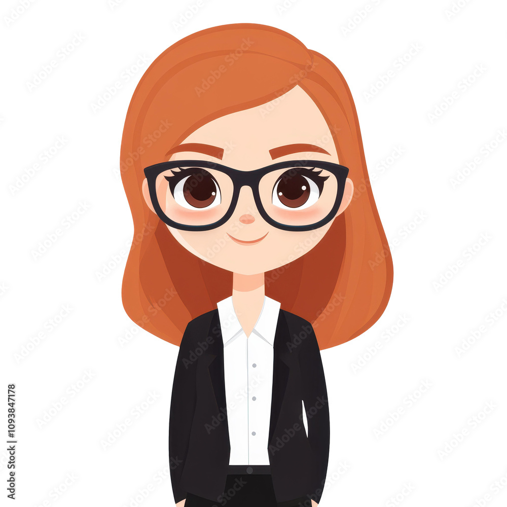 Create a fun memojistyle avatar with vibrant red hair, dressed in sleek office attire and sporting friendly eyes. Create a fun memojistyle avatar with vibrant red hair, dressed in sleek office attire and sporting friendly eyes.