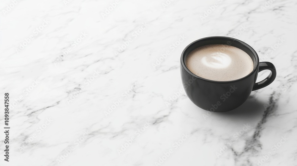 Black Coffee Cup on Marble Surface