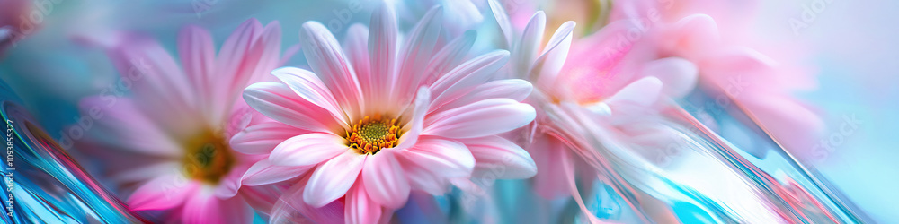 A bouquet of flowers in pastel shades, arranged in an abstract vase. A bouquet of flowers in pastel shades, arranged in an abstract vase.