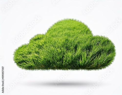 floating cloud made out grass isolated on white photo