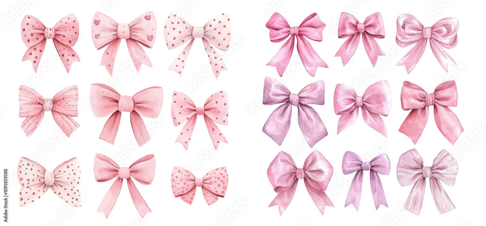 Creative pink bow collection studio showcase image set bright atmosphere close-up fashion concept Creative pink bow collection studio showcase image set bright atmosphere close-up fashion concept