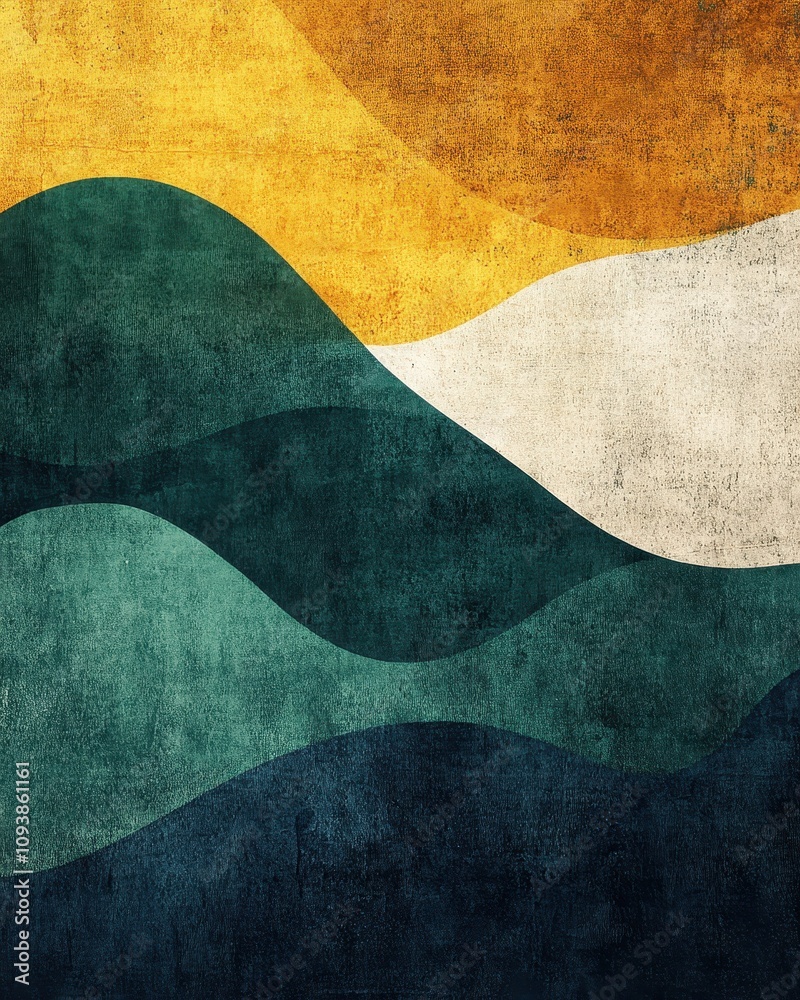 Overlapping modern abstract design with waves and curves in vibrant colors Overlapping modern abstract design with waves and curves in vibrant colors