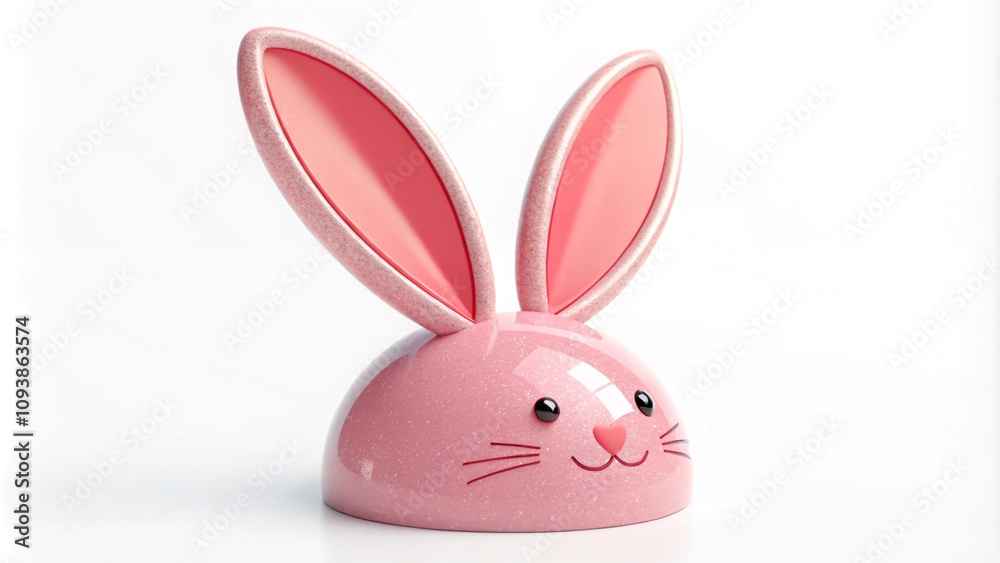 Fototapeta premium Easter day 3D rendering illustration of cute white rabbit ears cut-out against a transparent background. 